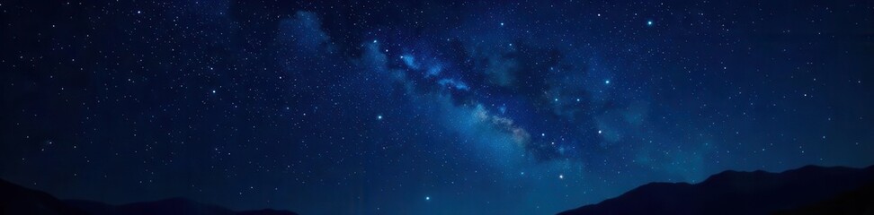 Naklejka premium Sparkling stars scattered across an inky black night sky , backdrop, dark