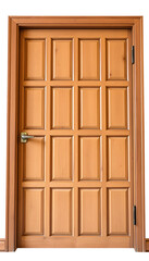 Close-up wooden door isolated on white background