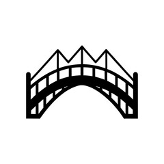 Silhouette of an arched bridge on transparent background