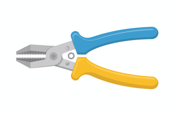Illustration of Combination Pliers with Blue and Yellow Handles on White Background for Handyman Projects