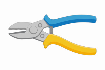 Obraz premium Illustration of garden pruners with blue and yellow handles for landscaping and gardening tasks isolated on white background design element