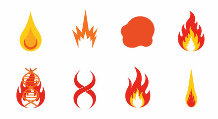 Diverse Collection of Flame and Fire Related Icons Vector Set
