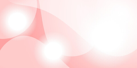Abstract background featuring soft light red and white color palette. Overlapping rounded shapes and curving lines sense of fluid motion. Halftone dot texture modern stylistic minimalist design