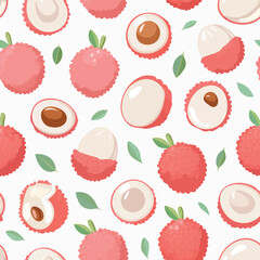 Lychee pastel vector seamless pattern with cute repeating elements.