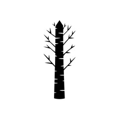 Silhouette of a bare tree art on transparent background