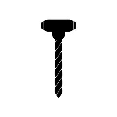 Black drill bit simple vector on transparent background silhouette