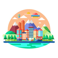 Obraz premium vector illustration of a city