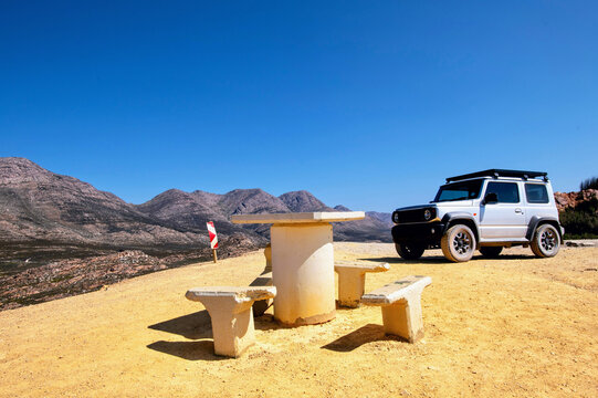 Road trip over a mountain pass in the Karoo, South Africa