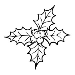 Holly plant with green leaves and red berries. Commonly associated with Christmas and winter decorations.