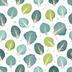 Brussels Sprouts soft pastel vector seamless design for endless tiling.