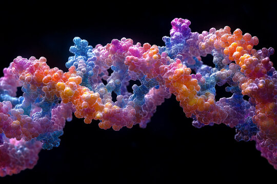 Generative AI Visualization of DNA Helix Highlighting Genetic Mutations in Molecular Biology - Powered by Adobe