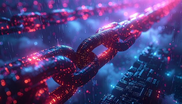 Abstract chain in neon light