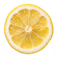 Bright yellow lemon slice showcasing fresh texture and juicy segments for culinary use and decoration isolated on transparent background