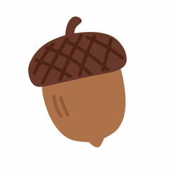 Simple Style Autumnal Acorn with Crosshatch Pattern for Food or Nut Illustration