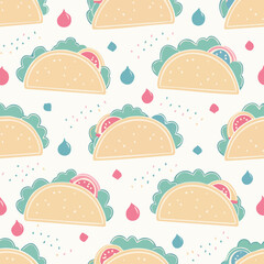 Fototapeta premium Tacos soft pastel vector seamless design for endless tiling.
