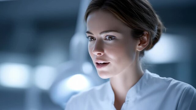 Smiling female doctor working attentively in clinic