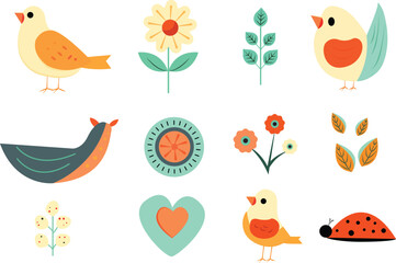 Set of vector images, stickers, for pattern