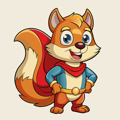 Squirrel with a cape stands proudly like a hero