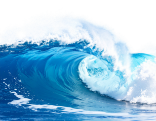 Rolling Blue Wave Curved in Semi-Circle Shape with Spray, Isolated on Transparent Background PNG