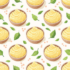 Mashed Potatoes soft pastel vector seamless design for endless tiling.