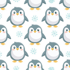 Obraz premium Penguin harmonious pastel vector pattern ideal for seamless textures.