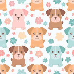 Fototapeta premium Dog harmonious pastel vector pattern ideal for seamless textures.