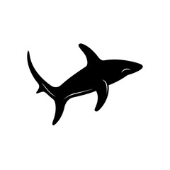 Silhouette of an ocean shark on transparent background