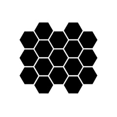 Black hexagons geometric shape on transparent background silhouette