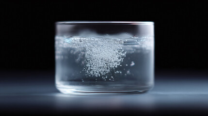 Elegant image featuring a glass of sparkling water against a dark backdrop. Evokes themes of purity, refreshment, and clarity. Perfect for health, wellness or beverage contexts.