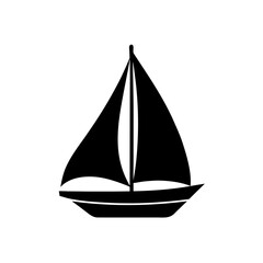 Silhouette of a sailboat ship on transparent background