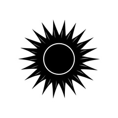 Black sun with sharp spikes art on transparent background silhouette