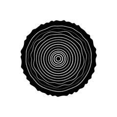 Tree rings in monochrome style on transparent background silhouette