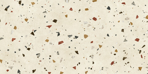 terrazzo pattern texture backgroun, classic white, grey and beige color terrazzo abstract background.