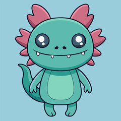 Cute axolotl zombie shows stitches and green skin but still looks adorable