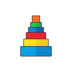 Colorful stacking rings toy pyramid illustration.