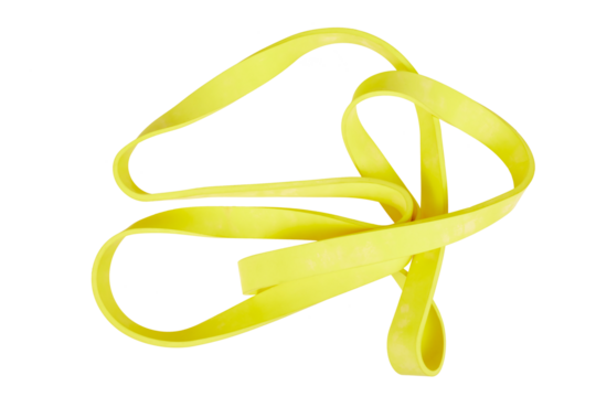 yellow gymnastic rubber band isolated on white or transparent png