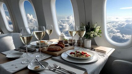 Enjoy a sophisticated meal with exquisite dishes and elegant wines served at cruising altitude with stunning views