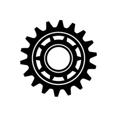Illustration of a single gear on transparent background silhouette