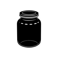 Simple black jar illustration on transparent background silhouette