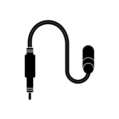Audio connector cable graphic on transparent background silhouette