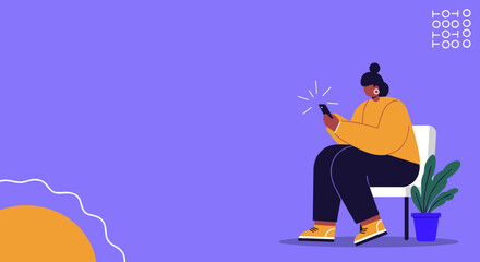 Modern person sitting and actively engaging with a smartphone, representing digital communication, social media, and online lifestyle. Ideal for tech, business, and daily life concepts.