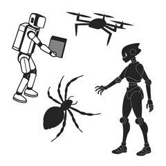 Robots and spider drone technology futuristic