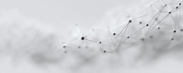 Abstract network background with connecting lines and nodes. Represents connectivity, data, science, technology. Serene, clean, ideal for headers, banners.