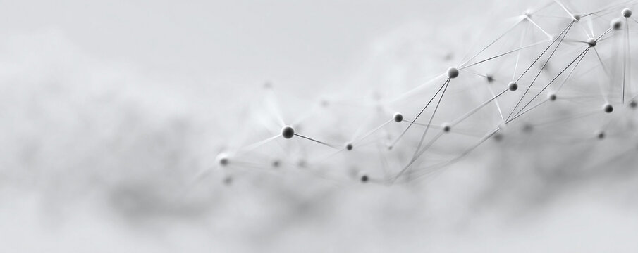 Abstract network background with connecting lines and nodes. Represents connectivity, data, science, technology. Serene, clean, ideal for headers, banners.