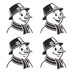 Snowman faces with hats and scarves silhouette scarf