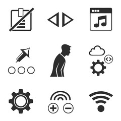 User interface icons set black and white symbols technology
