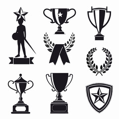 Victory symbols and awards collection trophy medal