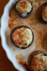fall party snack stuffed mushrooms with cheese close up