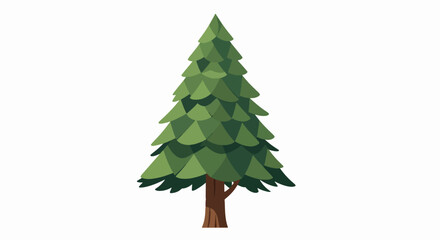 Detailed Pine Tree Illustration with Textured Foliage, Natural Forest Evergreen Vector Graphic
