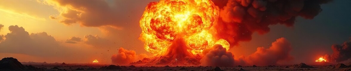 Fiery Explosion with Billowing Smoke and Debris A Dramatic Image of Raw Power and Destruction, Perfect for Illustrating Disaster, Energy, and Combustion Concepts.